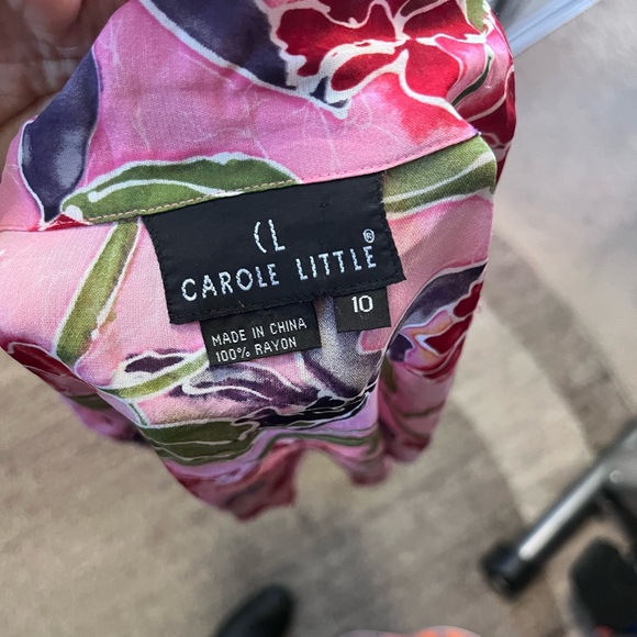 Carole Little vintage pink floral tropical lightweight blouse fits 4/6, XS - Picture 11 of 12